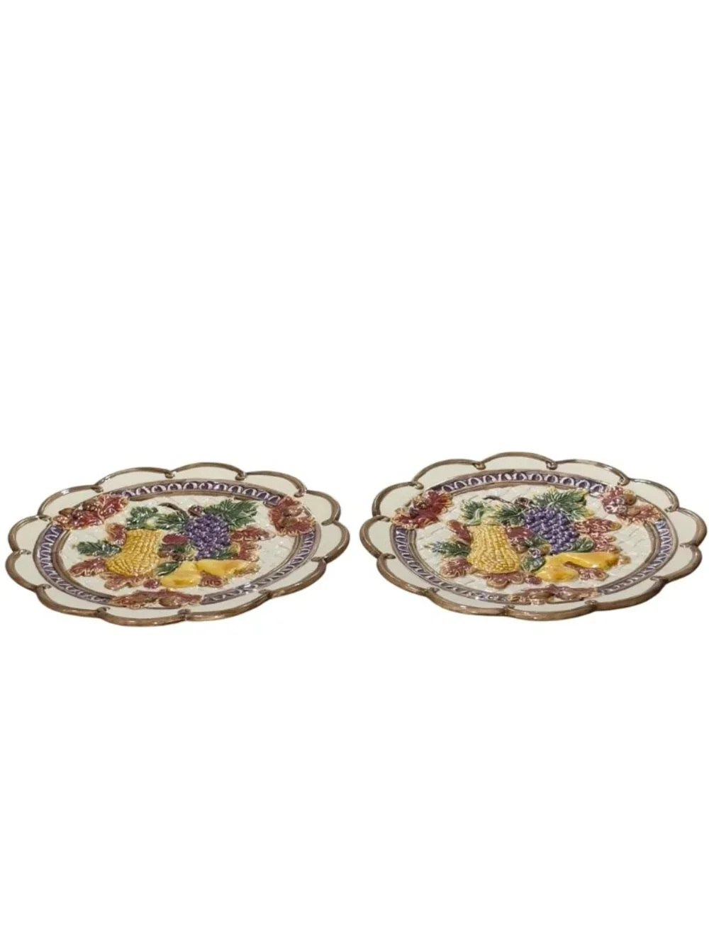 Fitz & Floyd Omnibus 1995 Fruit & Vegetable Ceramic Plate Set & Pitcher